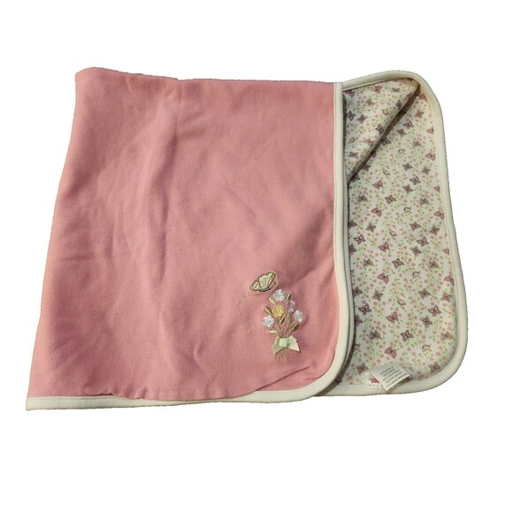 VTG Gymboree Cotton Baby Blanket Pink Butterfly Flowers Sweetheart Sleep 2005 - Picture 2 of 12